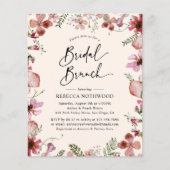 Budget Pink Peach Florals Bridal Brunch Einladung (Vorderseite)