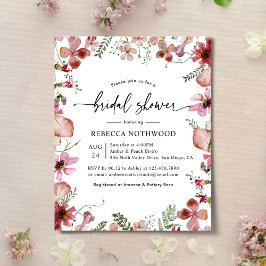 Budget Pink Peach Florals Bridal Dusche Einladung