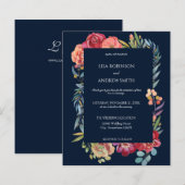 Budget Pink & Plum Tropical Floral Navy V1 Hochzei (Vorne/Hinten)