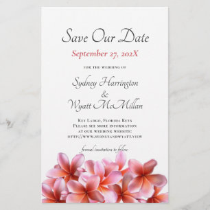 Budget Pink Plumeria Save the Date Hochzeit Flyer