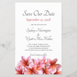 Budget Pink Plumeria Save the Date Hochzeit Flyer