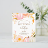 Budget Pink Pumpkin Fall Kinderdusche Einladung (Stehend Vorderseite)