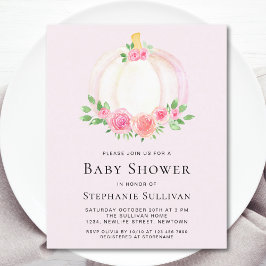 Budget Pink Pumpkin Girl's Baby Shower Einladung