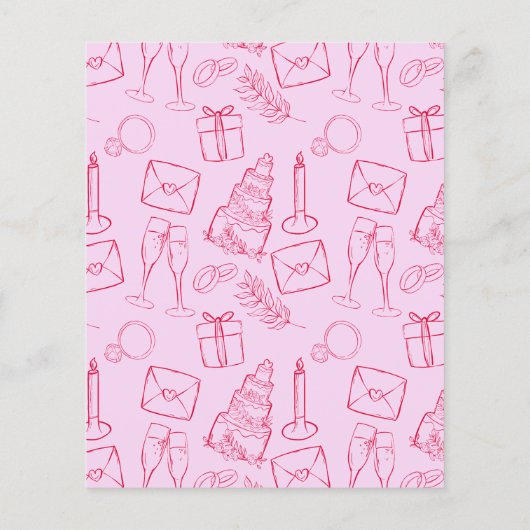 Budget Pink & Red Hand-Drawn Wedding (Rückseite)