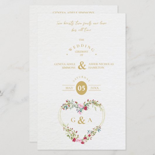 Budget Pink & Red Shades Heart Romantic Botanical (Vorne/Hinten)