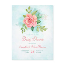 Budget Pink Rose Türkise Floral Baby Dusche