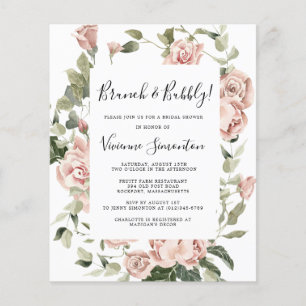 Budget Pink-Rosen-Blumen-Brunch-Feierliche Einladu Flyer