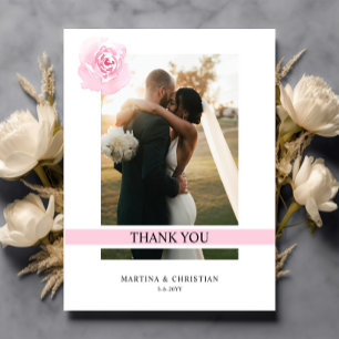 Budget Pink Roses Hochzeit Danke Flat Card