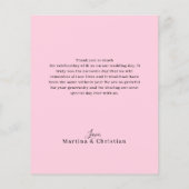 Budget Pink Roses Hochzeit Danke Flat Card (Rückseite)