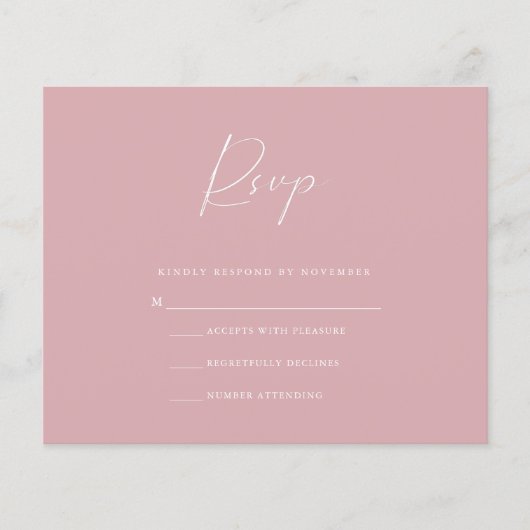 Budget Pink RSVP Karte (Vorne)