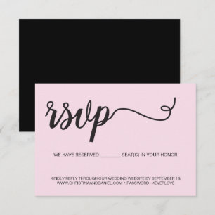 Budget Pink Schwarze Hochzeitswebsite Plätze reser RSVP Karte
