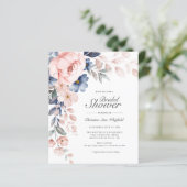 Budget Pink Script Blumendusche Einladung (Stehend Vorderseite)