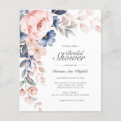 Budget Pink Script Blumendusche Einladung (Vorderseite)
