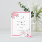 Budget Pink & Silver Pumpkin Wedding Party Einladu (Stehend Vorderseite)
