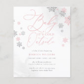 Budget Pink & Silver Snowflake Winter Baby Dusche (Vorderseite)