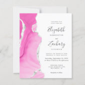Budget Pink Siver Agate Modern Wedding Einladung (Vorderseite)