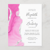 Budget Pink Siver Agate Modern Wedding Einladung (Vorderseite)