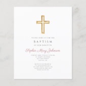 Budget Pink Stripes Cross Religious Girl Baptisse (Vorderseite)