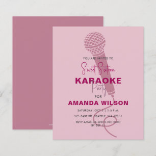 Budget Pink Sweet 16 Karaoke Party Einladung