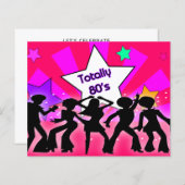 Budget Pink Totally 80er Retro-Party Einladung (Vorne/Hinten)