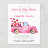 Budget Pink Truck Drive by Baby Dusche Einladung (Vorderseite)