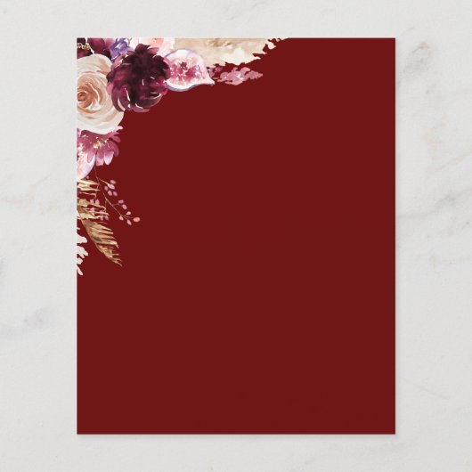 Budget Pink und Burgundy Baby Dusche İnvitation (Rückseite)