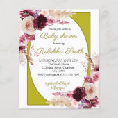 Budget Pink und Burgundy Baby Dusche İnvitation (Vorderseite)