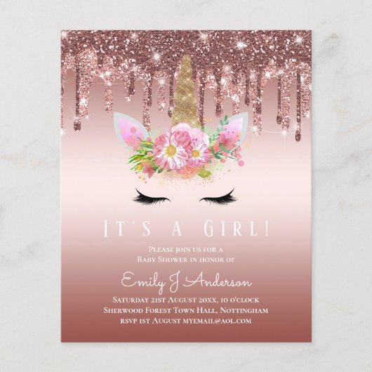 BUDGET Pink Unicorn Kinderdusche Driving Glitzer (Vorderseite)