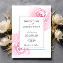 Budget Pink Wasserfarben Rose Hochzeit Einladung