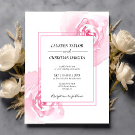 Budget Pink Wasserfarben Rose Hochzeit Einladung