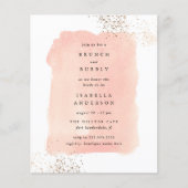 Budget Pink Watercolor Brunch Bubbly Brautparty (Vorderseite)