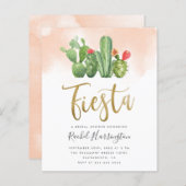 Budget Pink Watercolor Cactus Fiesta Brautparty (Vorne/Hinten)