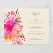 Budget Pink Watercolor Floral Custom Wedding Menü (Vorderseite)