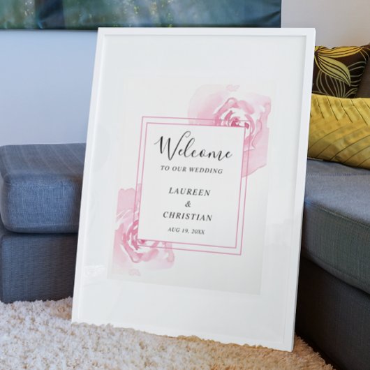 Budget Pink Watercolor Rose Hochzeit Poster