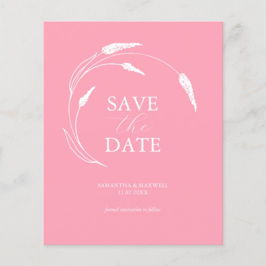 Budget Pink Wedding Save The Date Flyer (Vorne)