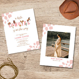 Budget Pink Western Foto Baby Girl Dusche Einladun