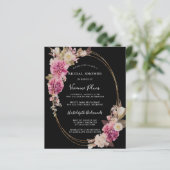 Budget Pink White Boho Bridal Dusche Einladung (Stehend Vorderseite)