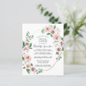 Budget Pink White Floral Brautparty Einladung (Stehend Vorderseite)