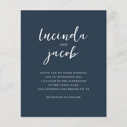 BUDGET Pinsel Script Classic Navy Blue Wedding (Vorderseite)