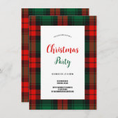 Budget Plaid Retro Script red and green Christmas  Einladung (Vorne/Hinten)