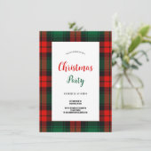 Budget Plaid Retro Script red and green Christmas  Einladung (Stehend Vorderseite)