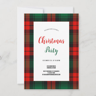 Budget Plaid Retro Script red and green Christmas Einladung