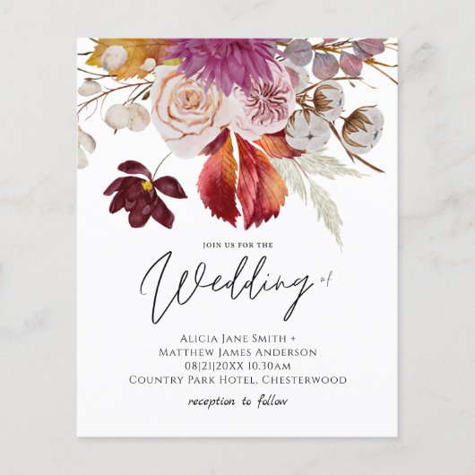 BUDGET Plum Cinnamon Wedding Fall Florals (Vorderseite)