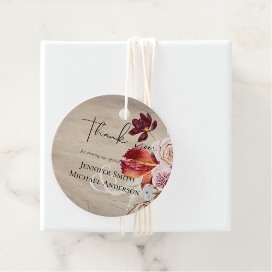 BUDGET Plum Cinnamon Wedding Fall Florals Geschenkanhänger (Beispiel)
