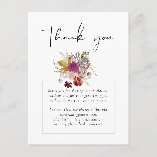 BUDGET Plum Cinnamon Wedding Fall Florals Postkarte (Vorderseite)