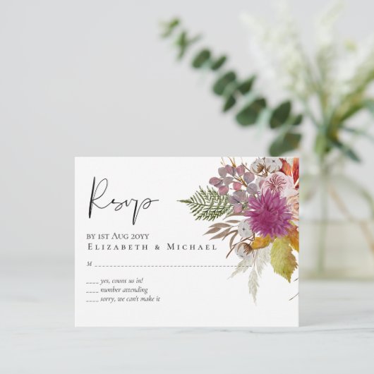 BUDGET Plum Cinnamon Wedding Fall Florals Postkarte (Stehend Vorderseite)