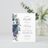 Budget Plum Floral QR Code Hochzeit (Stehend Vorderseite)