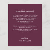 Budget Plum Floral Wedding Danke Karte (Rückseite)