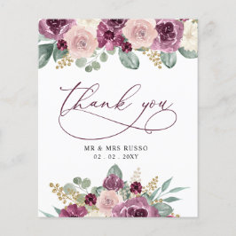 Budget Plum Floral Wedding Danke Karte
