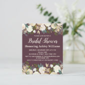 Budget Plum Greenery Rose Bridal Dusche Einladung (Stehend Vorderseite)